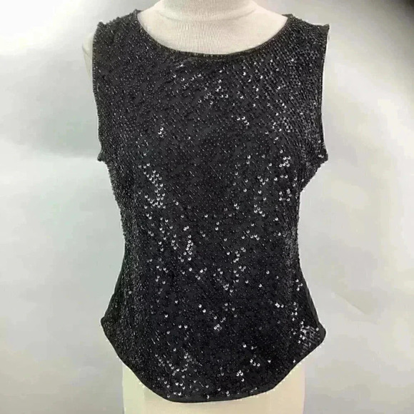 EUC Escada black  sequins top sz L - Picture 1 of 10